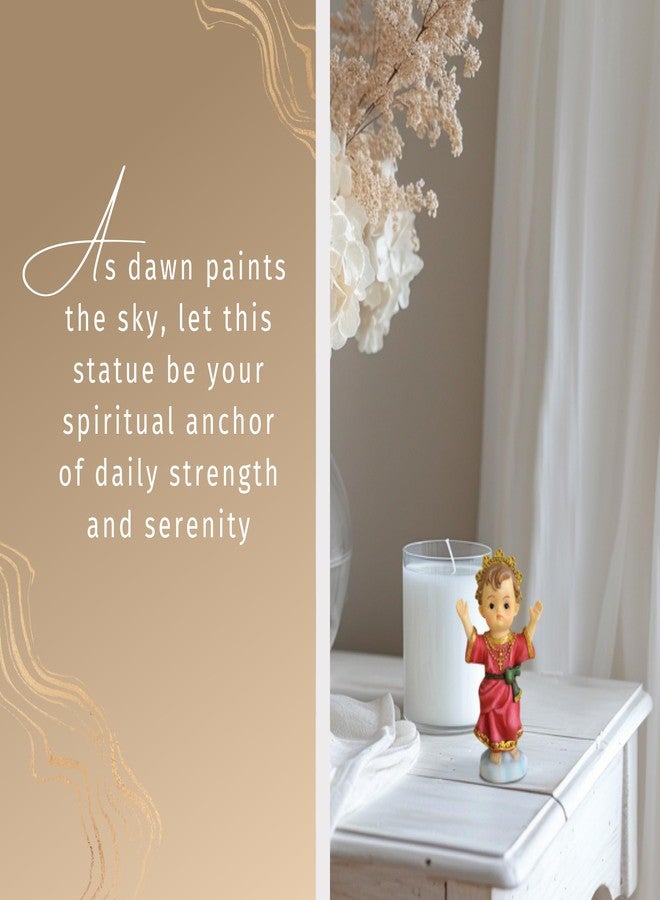 Trendzeen Small Divine Child Jesus Statue - Laminated Spanish Divino Nino Jesus Card - 4 inch Sto Nino Statue for Home Decor, Altar - Divino Niño Jesus Estatua, Divino Nino Jesus Tarjeta - 2 Items Total - Image 3